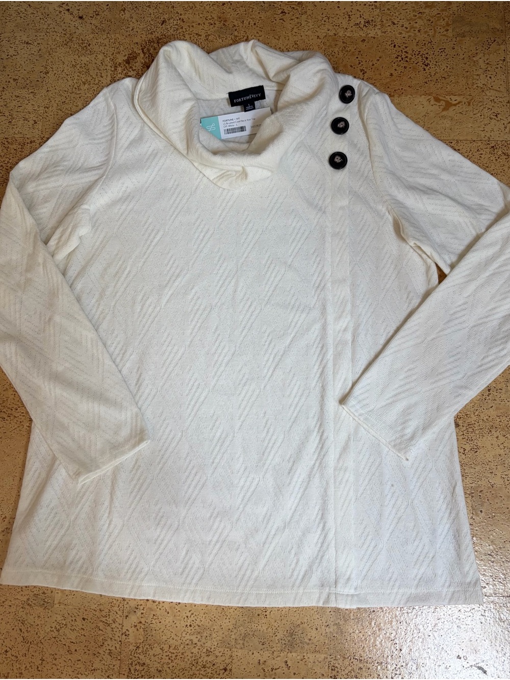 Cream Cowl Neck Button Shoulder Pullover